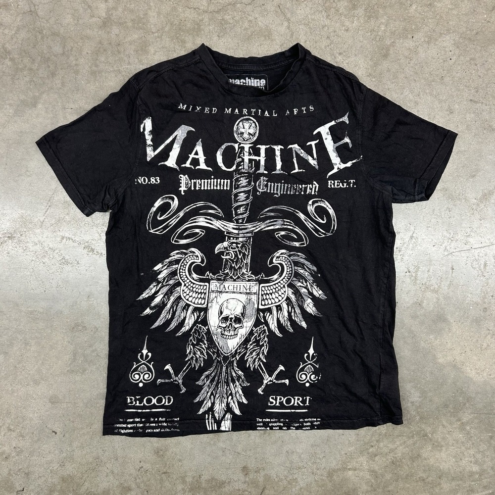 Machine MMA T Shirt Black Mens Large Skull‎ Sword Mixed Martial Arts Mens L